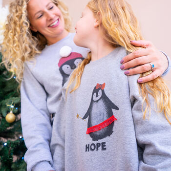 Personalised Applique Penguin Family Christmas Jumpers, 3 of 8