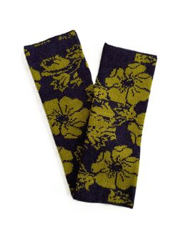 Women's Floral Cashmere Wrist Warmers Green, 5 of 5