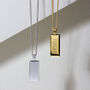 Tall Ingot Tag Men's Necklace 18 K Gold Plated Silver, thumbnail 3 of 6