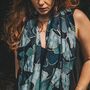 Blue Mix Ginkgo Leaf Print Scarf, thumbnail 1 of 3