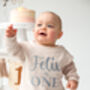 Embroidered Personalised Name 'Is One' First Birthday Sweatshirt Jumper, thumbnail 4 of 6