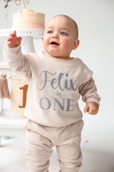 Embroidered Personalised Name 'Is One' First Birthday Sweatshirt Jumper, 4 of 6