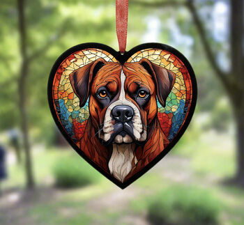 Boxer Stained Glass Effect Heart Suncatcher, 4 of 6