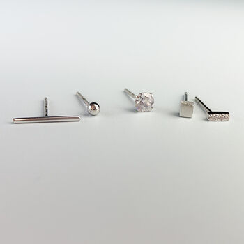 Set Of Five Sterling Silver Geometric Stud Earrings, 5 of 8