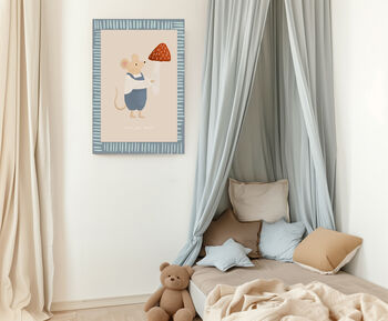 Mouse Mushroom Nursery Art Print, 3 of 3