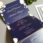 Be Our Guest Blue Floral Wedding Invitations Sample, thumbnail 3 of 7