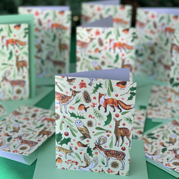 Woodland Animals Christmas Card Pack Of 12, 5 of 10