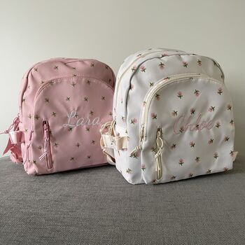 Personalised Custom Embroidered Ditsy Girls Rounded Backpack, 2 of 9