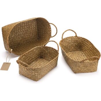 Set Of Three Storage Basket Stackable Woven Organizer, 7 of 7