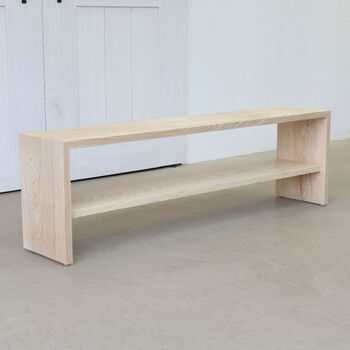 Handmade Entryway Wooden Bench With Storage Shelf, 5 of 11