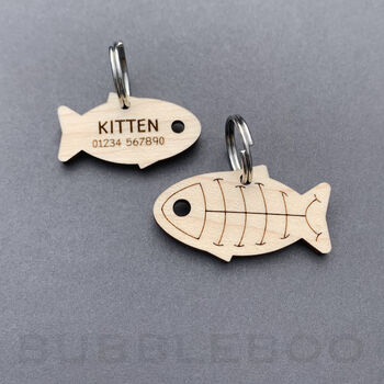 Wooden Fish Cat ID Tag Personalised, 8 of 12