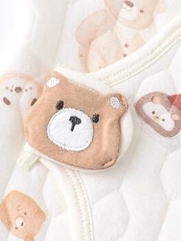 Teddy Bear Tea Party Wrap Baby Romper, 3 of 3