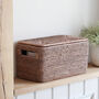 Marbury Taupe Rattan Lidded Bathroom Storage Basket, thumbnail 1 of 4