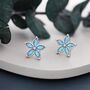 Blue Opal Flower Stud Earrings In Sterling Silver, thumbnail 4 of 11