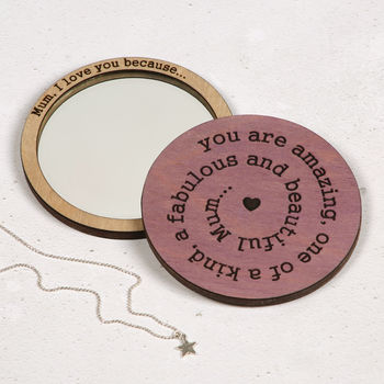 Mum, I Love You Because… Compact Pocket Mirror, 2 of 2