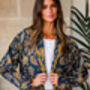 Indian Cotton Midnight Marigold Print Robe, thumbnail 2 of 5