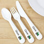 Personalised Tractor Three Piece Plastic Cutlery Set, thumbnail 3 of 4