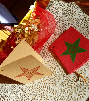 Hand Printed Star Gift Tags Set Of Ten, 3 of 4