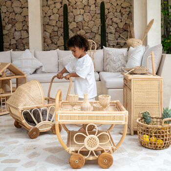 Wildflower Rattan Tea Cart – Pretend Play Trolley, 5 of 5