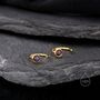 Minimalist Black Opal Huggie Hoop Threader Earrings, thumbnail 2 of 9