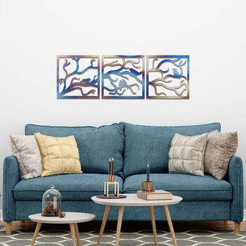 Wildlife Triptych Metal Art: Birds And Branches Decor, 9 of 11