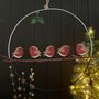 Five Robins On A Perch Wreath Hanging Decoration, thumbnail 1 of 2