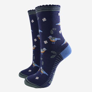 Women's Bamboo Socks Woodland Blue Tit, 2 of 5