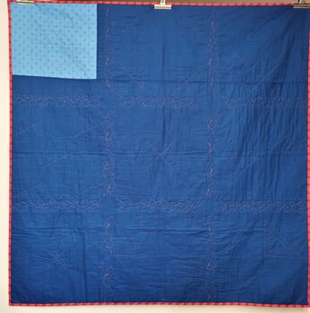 Blue And Red Patchwork Large Sofa Quilt, 8 of 11