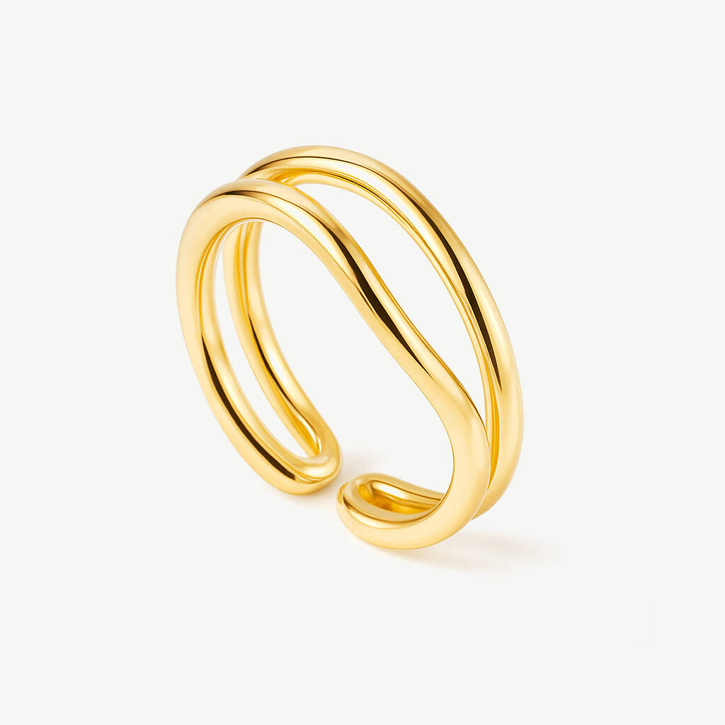 Women's Adjustable Double Band Ring In 18k Gold, Minimalist Jewellery, 1 of 4