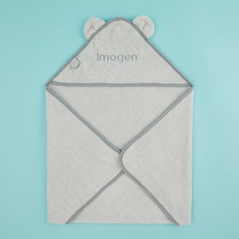 Personalised Small Grey Hooded Towel, 4 of 6