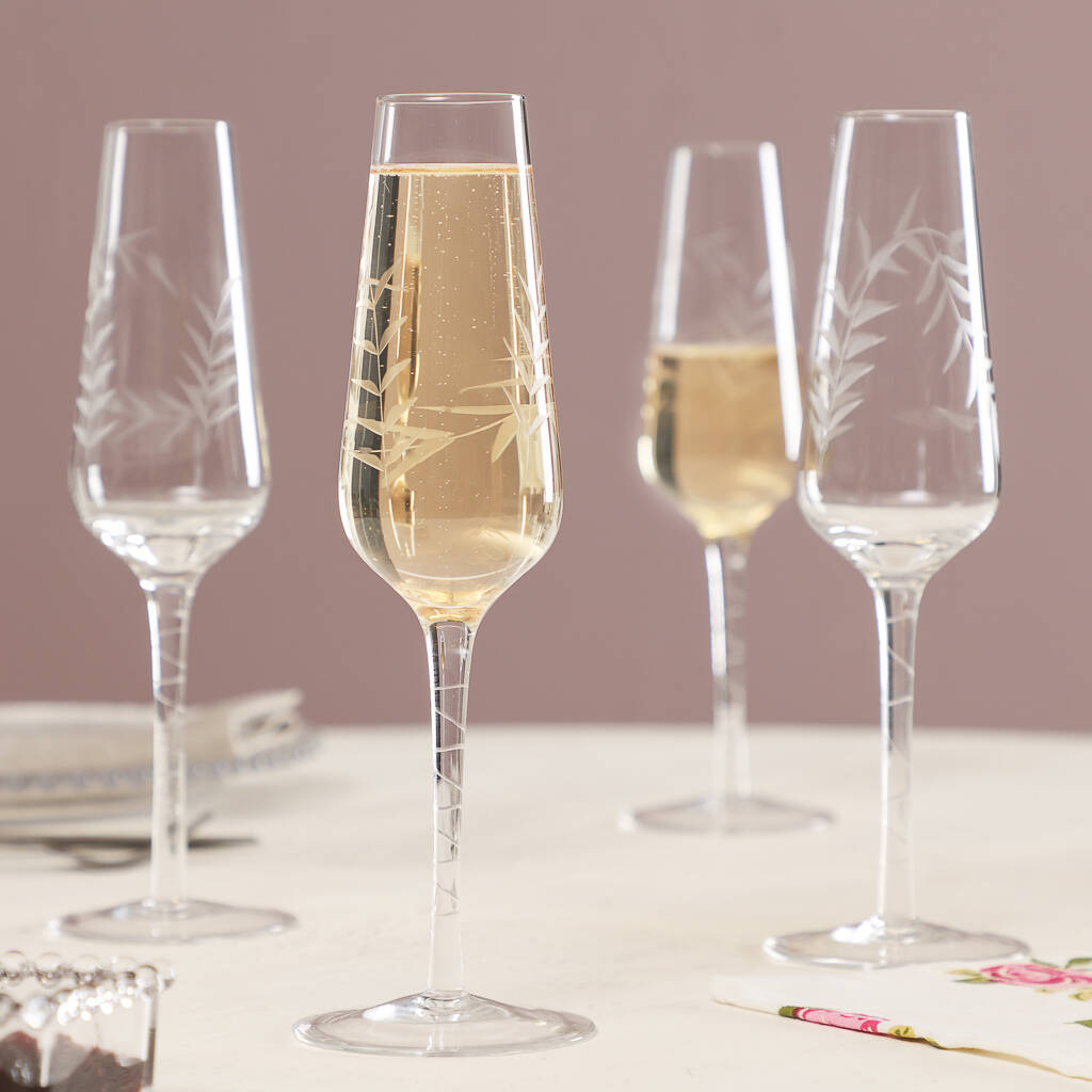 etched champagne saucers