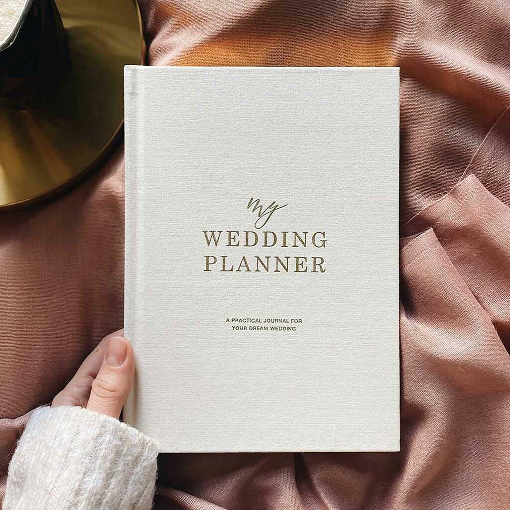 Ivory Cotton Cloth Wedding Planner Book By Blush And Gold ...