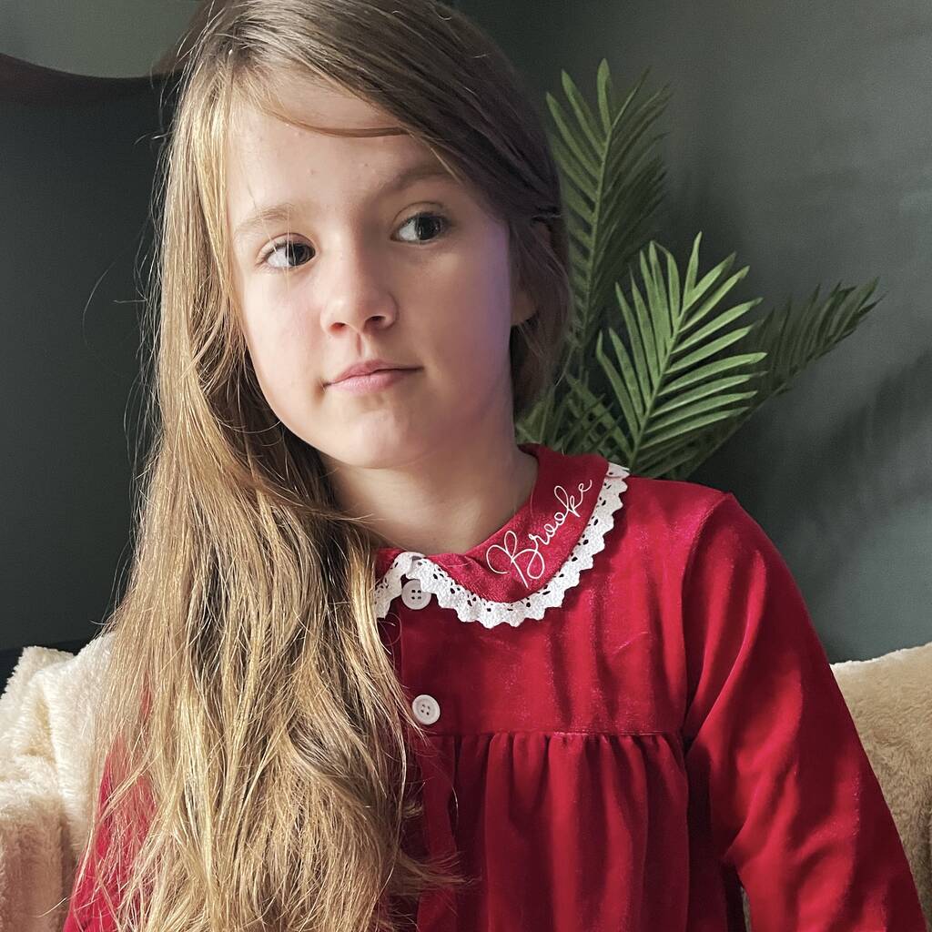 Girls Personalised Red Christmas Nightie