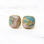 Opal And Turquoise Gold Plated Gemstone Stud Earrings, thumbnail 1 of 5