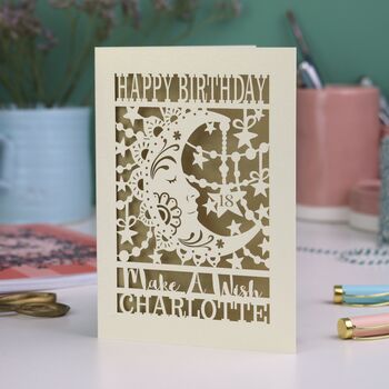 Personalised Laser Cut Birthday Card Make A Wish, 4 of 9