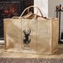 Personalised Stag Jute Log Bag, thumbnail 1 of 6