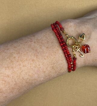 Red And Gold Clasp Charm Bracelet, 5 of 11