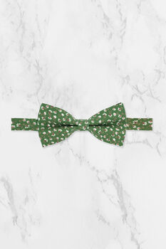 Wedding Handmade Floral Print Tie In Green And White, 4 of 6