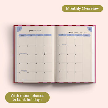 2027 Diary | A5 Hardcover Week To View | Pink And Red, 5 of 8