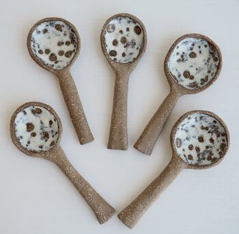 Handmade Pottery Brown/ Cream Textural Spoon, 5 of 8