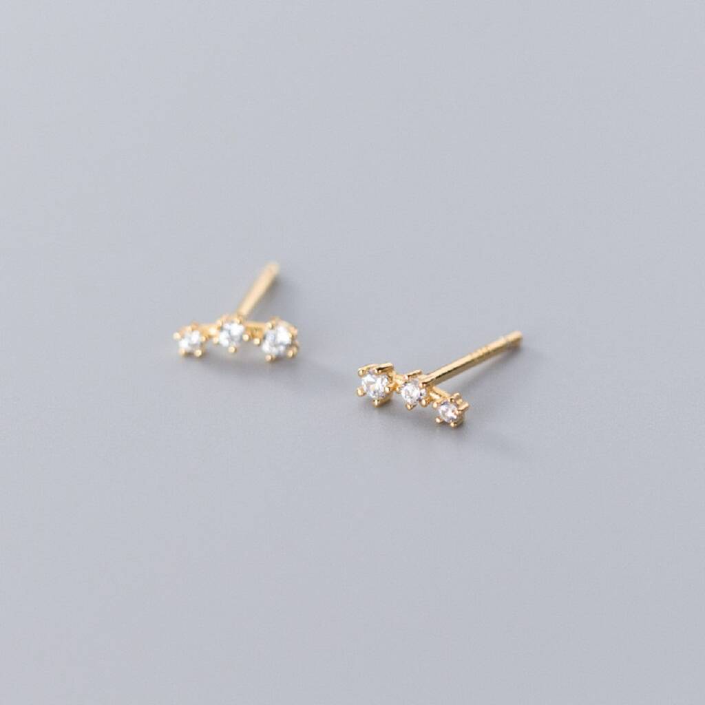 Sterling Silver Three Diamante Earrings By attic | notonthehighstreet.com