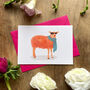 Tangerine Sheep Illustrated Blank Greeting Card, thumbnail 1 of 11