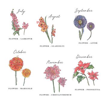 Personalised Family Birth Month Flower Bunch Print, 5 of 5