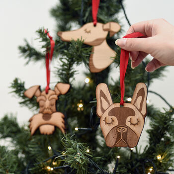 Dog Breed Wooden Natural Hanging Christmas Decoration, 2 of 12