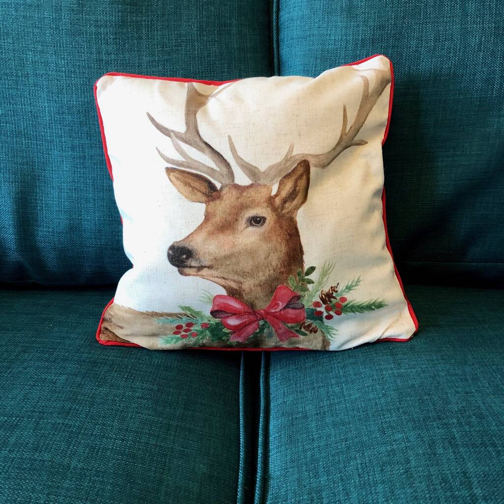 Stag Christmas Cushion By Pink Pineapple Home & Gifts