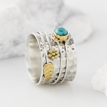 Secret Garden Turquoise Silver Ring And Bangle Set, 4 of 8