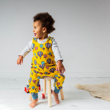 Hot Air Balloons Organic Romper On Yellow, 3 of 4