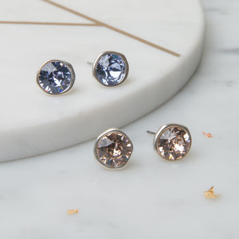 Asymmetric Stud Earrings With Swarovski Crystals, 2 of 6