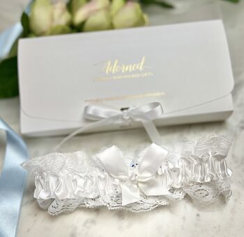 Personalised Lace Bridal Garter With Swarovski Crystal, 7 of 9