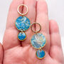 Circular Turquoise Clay And Resin Statement Earrings, thumbnail 2 of 11